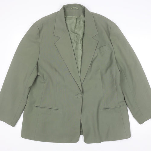Essence Women Khaki Green Classic One-Button Blazer UK 20