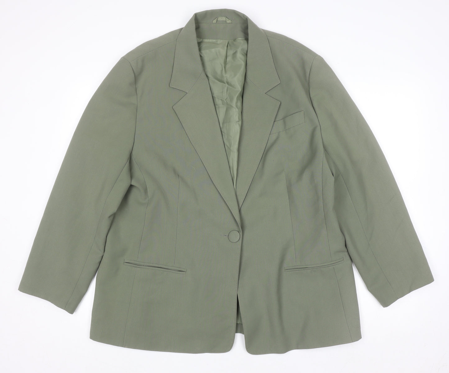 Essence Women Khaki Green Classic One-Button Blazer UK 20