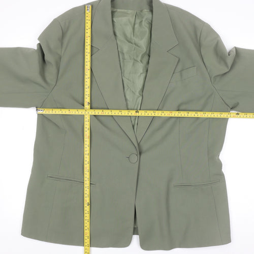 Essence Women Khaki Green Classic One-Button Blazer UK 20