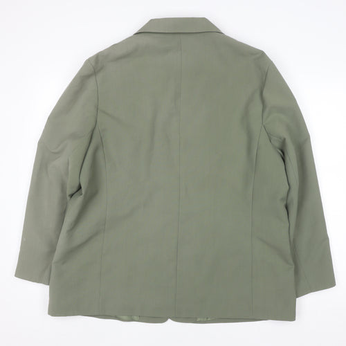 Essence Women Khaki Green Classic One-Button Blazer UK 20