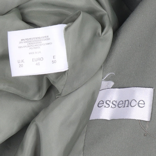 Essence Women Khaki Green Classic One-Button Blazer UK 20