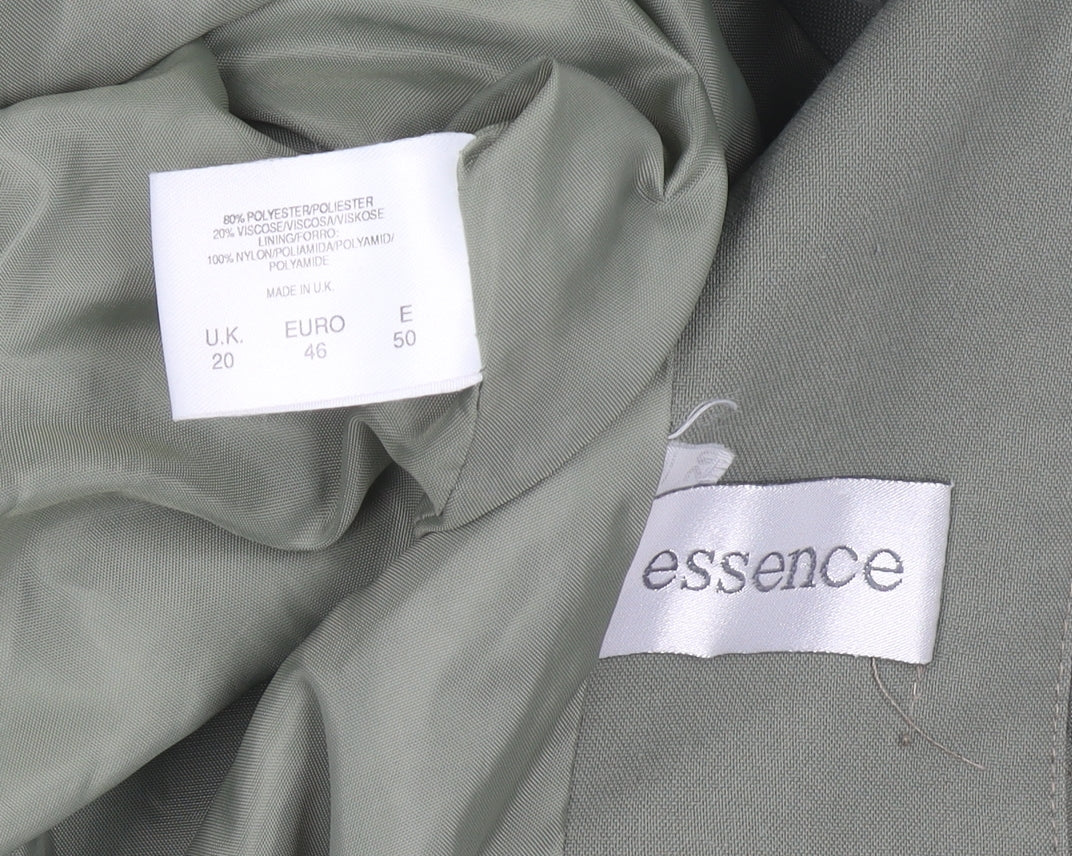 Essence Women Khaki Green Classic One-Button Blazer UK 20