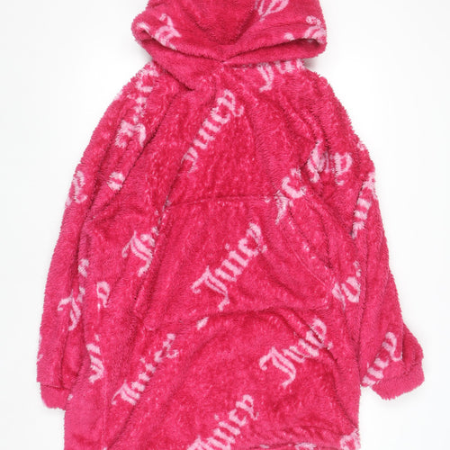 Juicy Couture Girls Pink Fleece Hooded Robe S Lightweight Winter Loungewear