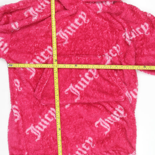 Juicy Couture Girls Pink Fleece Hooded Robe S Lightweight Winter Loungewear