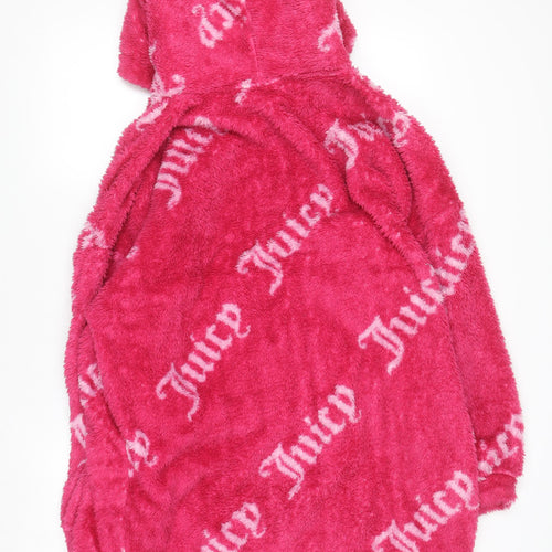 Juicy Couture Girls Pink Fleece Hooded Robe S Lightweight Winter Loungewear