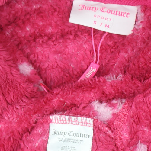 Juicy Couture Girls Pink Fleece Hooded Robe S Lightweight Winter Loungewear