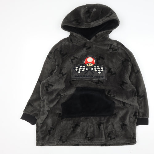 Primark Boys Grey Mario Kart Fleece Hooded Nightwear 10-12 Years