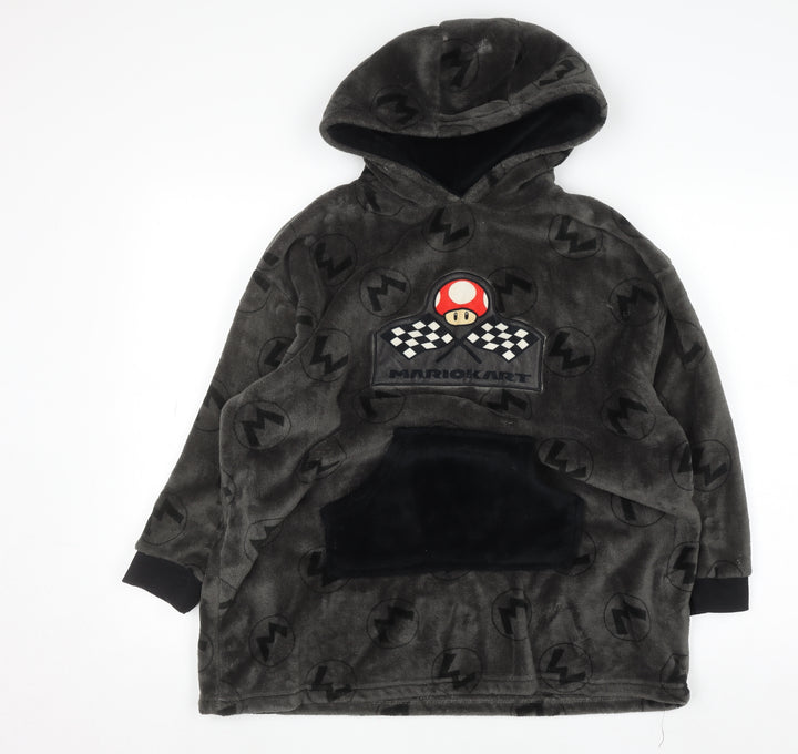 Primark Boys Grey Mario Kart Fleece Hooded Nightwear 10-12 Years