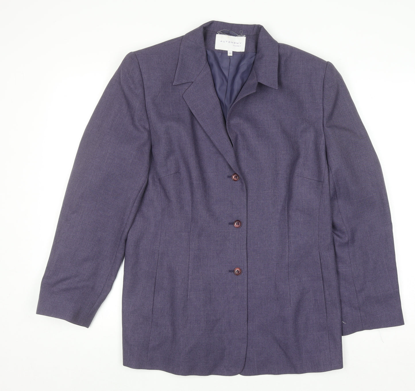 Autonomy Women Purple Classic Single-Breasted Blazer Size 16