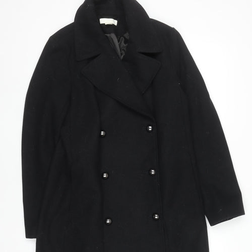 H&M Women’s Black Wool Blend Pea Coat Size 8 Regular Mid-Length