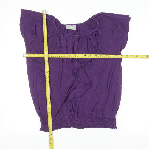 Wallis Women Purple Tunic Blouse Size 16 Ruffle Scoop Neck