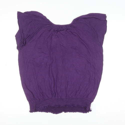 Wallis Women Purple Tunic Blouse Size 16 Ruffle Scoop Neck