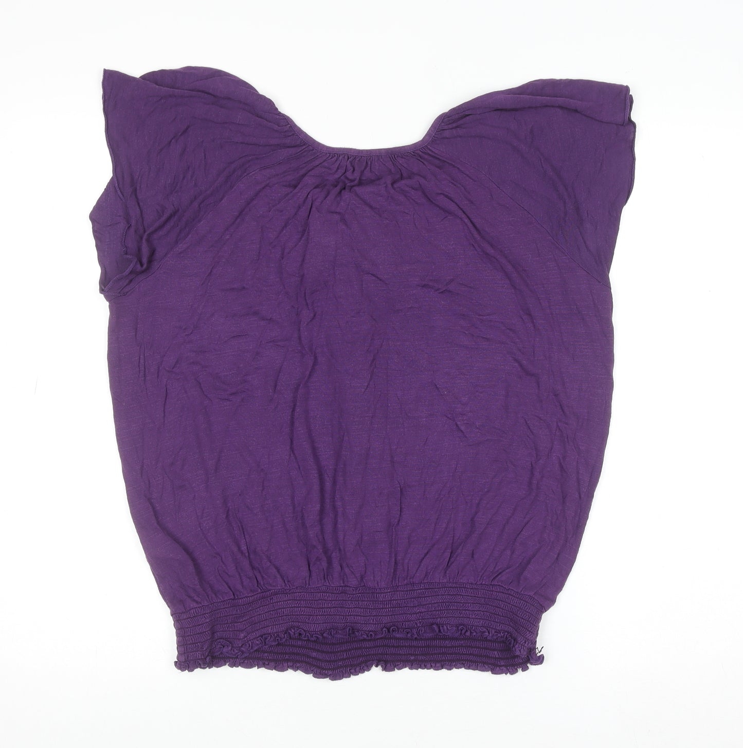 Wallis Women Purple Tunic Blouse Size 16 Ruffle Scoop Neck