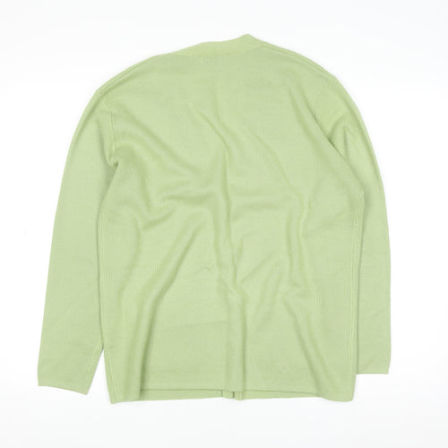 Damart Women Green Wool Blend Cardigan Size 12/14 V-Neck Button Front