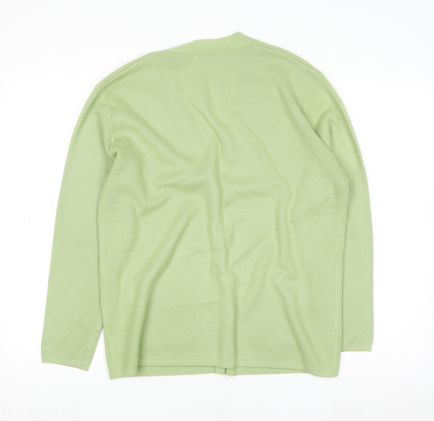 Damart Women Green Wool Blend Cardigan Size 12/14 V-Neck Button Front