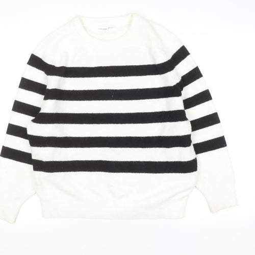 Pull&Bear Women's Black White Striped Knit Jumper Size 8