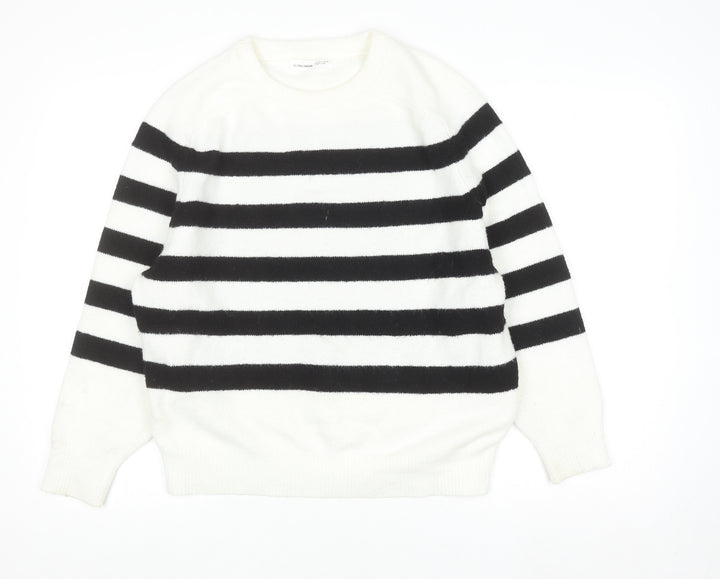 Pull&Bear Women's Black White Striped Knit Jumper Size 8
