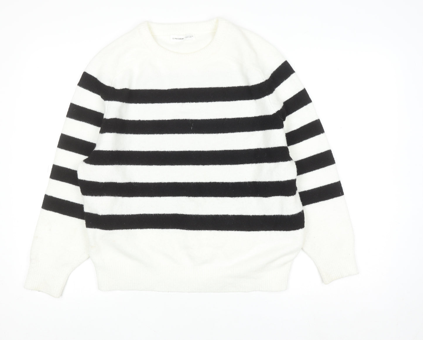 Pull&Bear Women's Black White Striped Knit Jumper Size 8