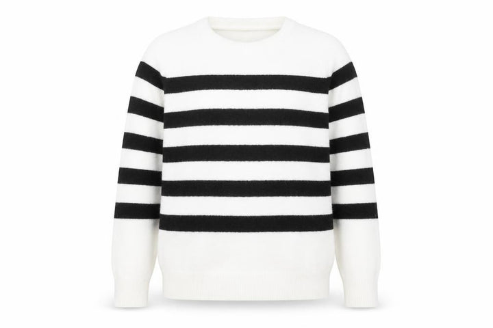 Pull&Bear Women's Black White Striped Knit Jumper Size 8