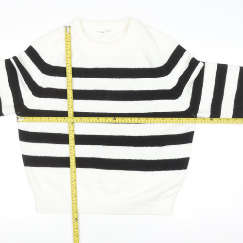 Pull&Bear Women's Black White Striped Knit Jumper Size 8