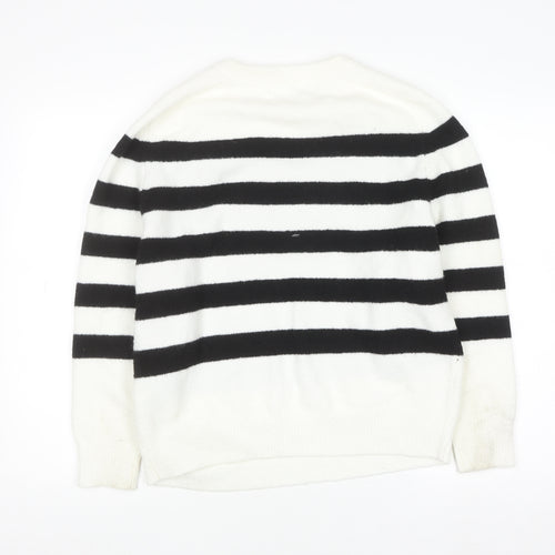 Pull&Bear Women's Black White Striped Knit Jumper Size 8
