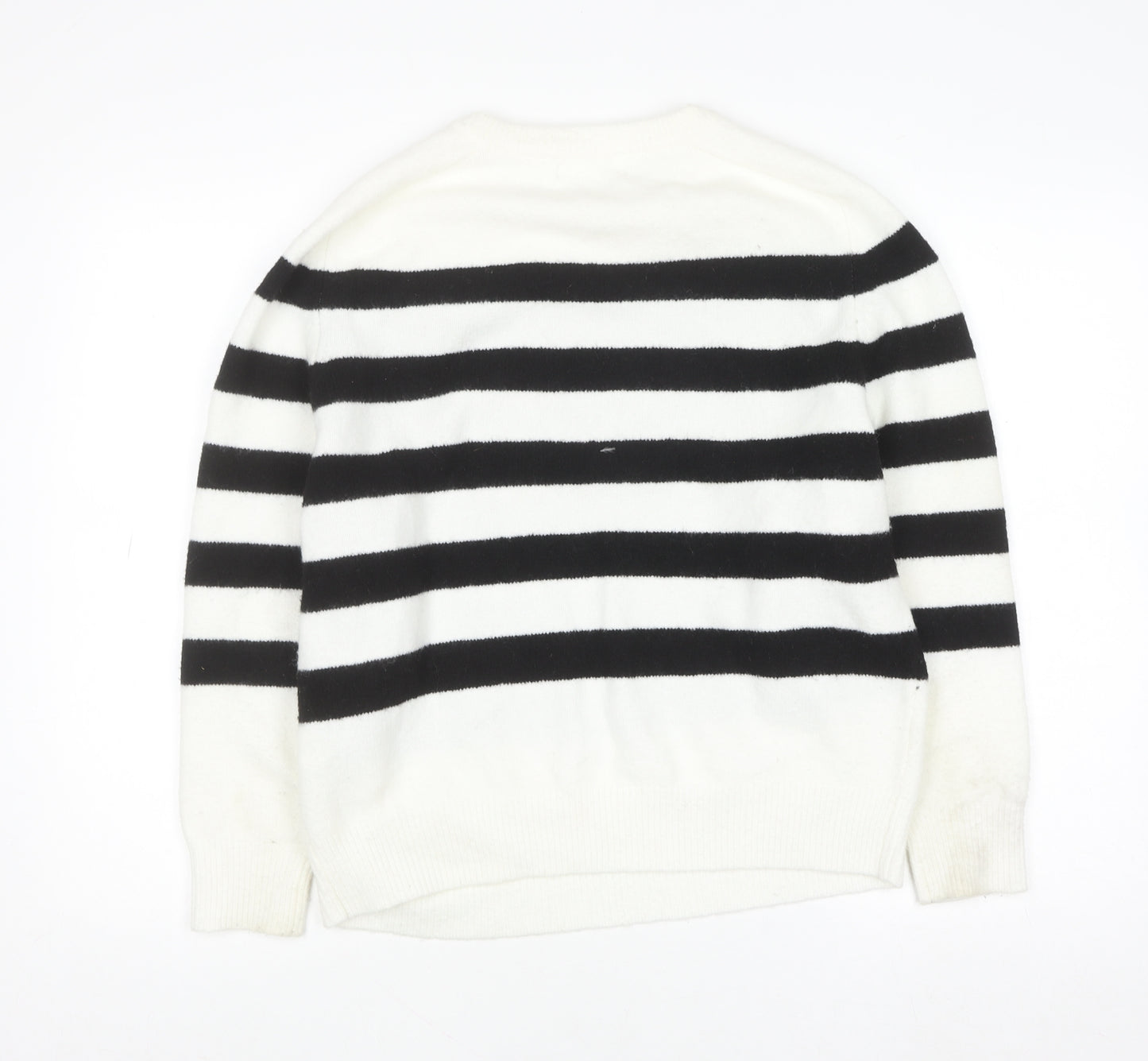 Pull&Bear Women's Black White Striped Knit Jumper Size 8