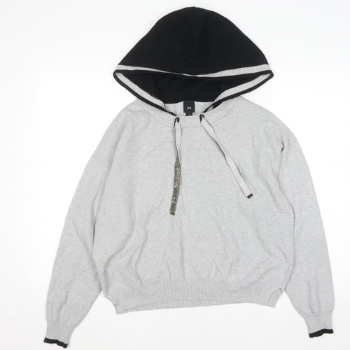 River Island Women Grey Hooded Pullover Jumper Size 14