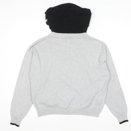 River Island Women Grey Hooded Pullover Jumper Size 14