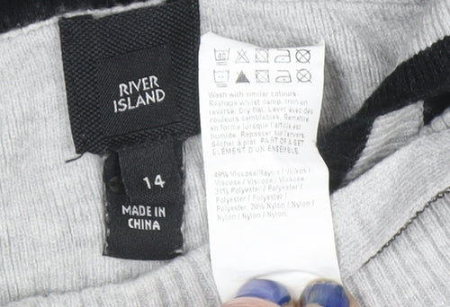 River Island Women Grey Hooded Pullover Jumper Size 14