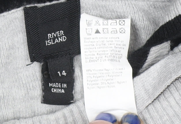 River Island Women Grey Hooded Pullover Jumper Size 14