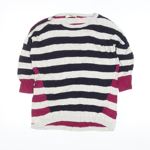 Oasis Women’s Multicoloured Striped 3/4 Sleeve Pullover Jumper Size S