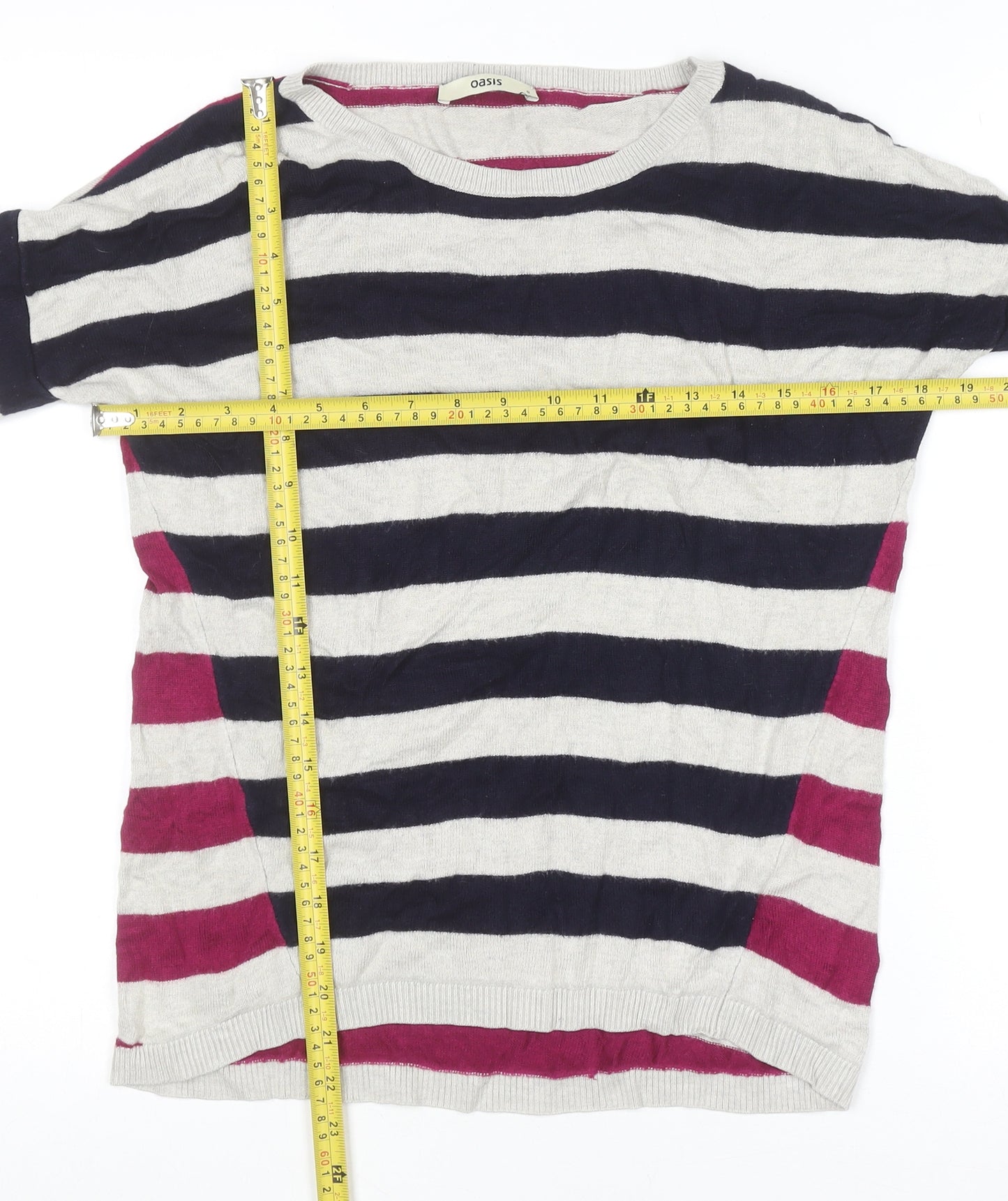 Oasis Women’s Multicoloured Striped 3/4 Sleeve Pullover Jumper Size S