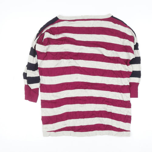 Oasis Women’s Multicoloured Striped 3/4 Sleeve Pullover Jumper Size S