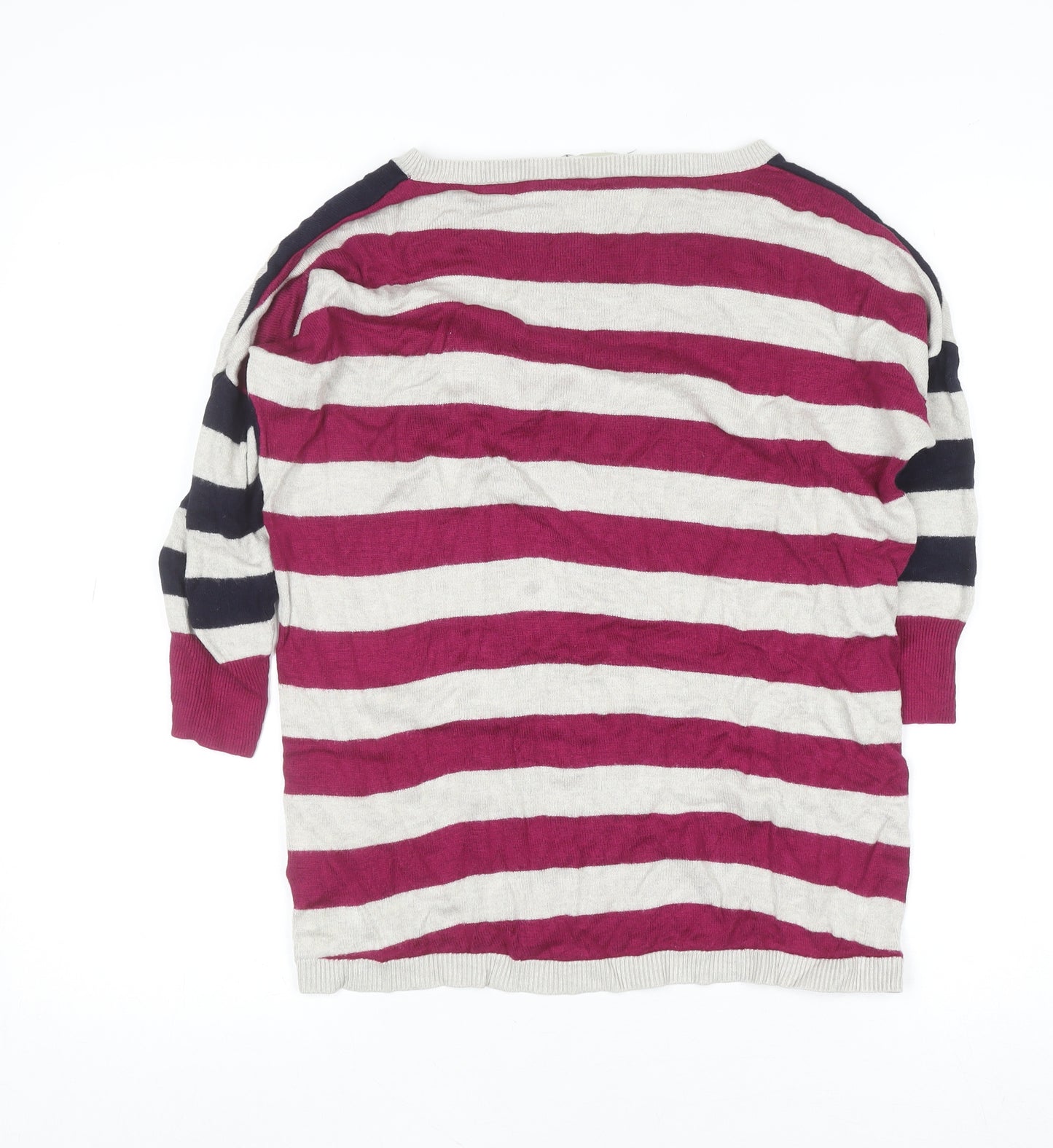 Oasis Women’s Multicoloured Striped 3/4 Sleeve Pullover Jumper Size S