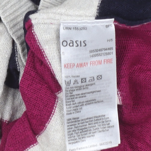 Oasis Women’s Multicoloured Striped 3/4 Sleeve Pullover Jumper Size S