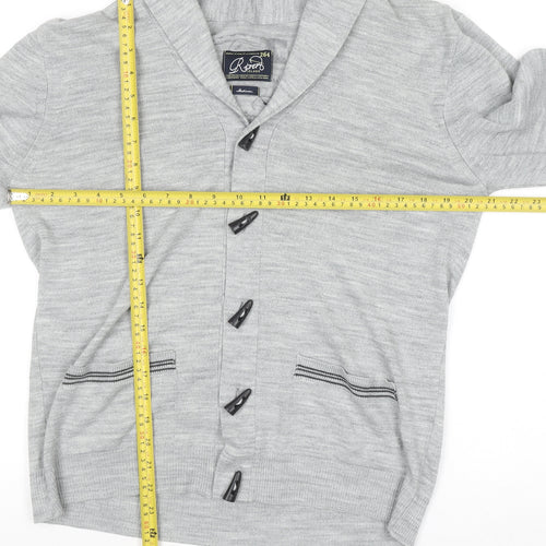 Roberto Island Men's Grey Medium Collared Button Cardigan Jumper