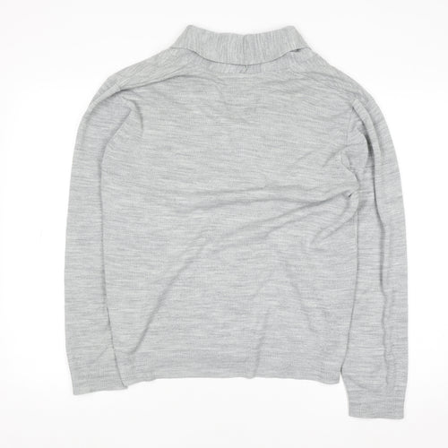 Roberto Island Men's Grey Medium Collared Button Cardigan Jumper