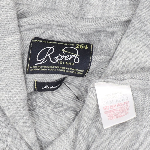 Roberto Island Men's Grey Medium Collared Button Cardigan Jumper