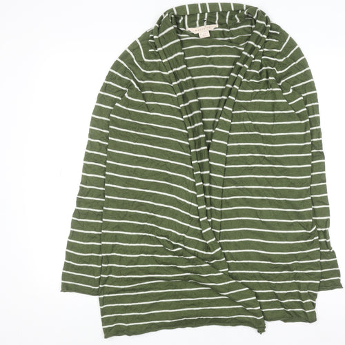 Mauvette Women’s Green Striped Cardigan Size 14 Long Sleeve Knit
