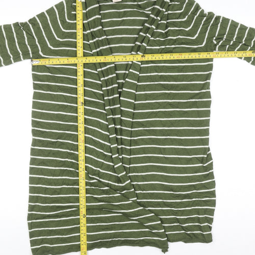 Mauvette Women’s Green Striped Cardigan Size 14 Long Sleeve Knit