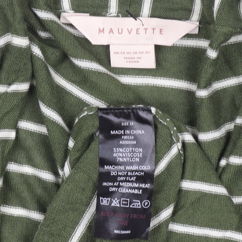Mauvette Women’s Green Striped Cardigan Size 14 Long Sleeve Knit