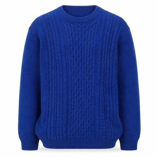 Topman Men’s Blue Cable-Knit Crew Neck Jumper Size XL