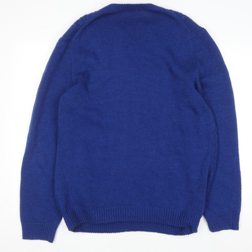 Topman Men’s Blue Cable-Knit Crew Neck Jumper Size XL