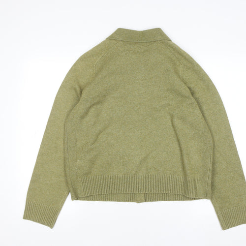 Marks and Spencer Women’s Green Collared Button Cardigan M Wool Blend
