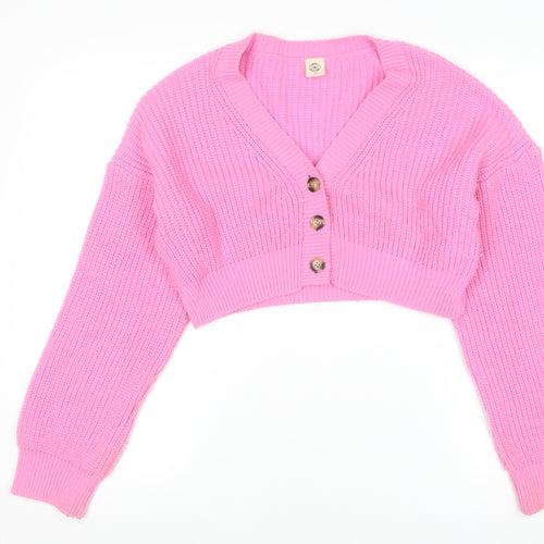Urban Outfitters Womens Pink Chunky Knit Cropped Cardigan Size S