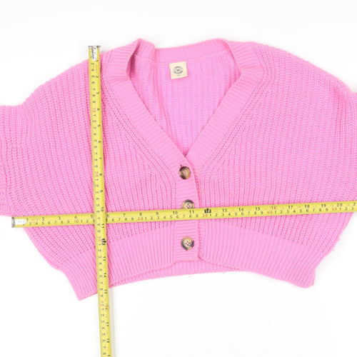 Urban Outfitters Womens Pink Chunky Knit Cropped Cardigan Size S