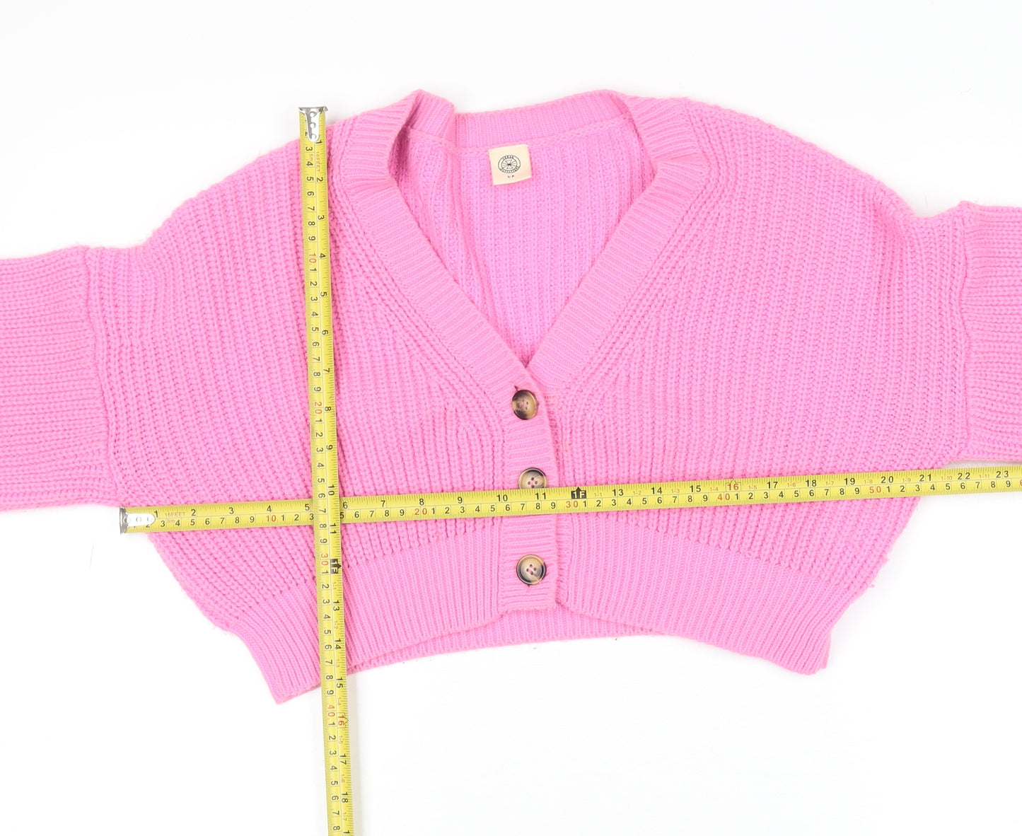 Urban Outfitters Womens Pink Chunky Knit Cropped Cardigan Size S