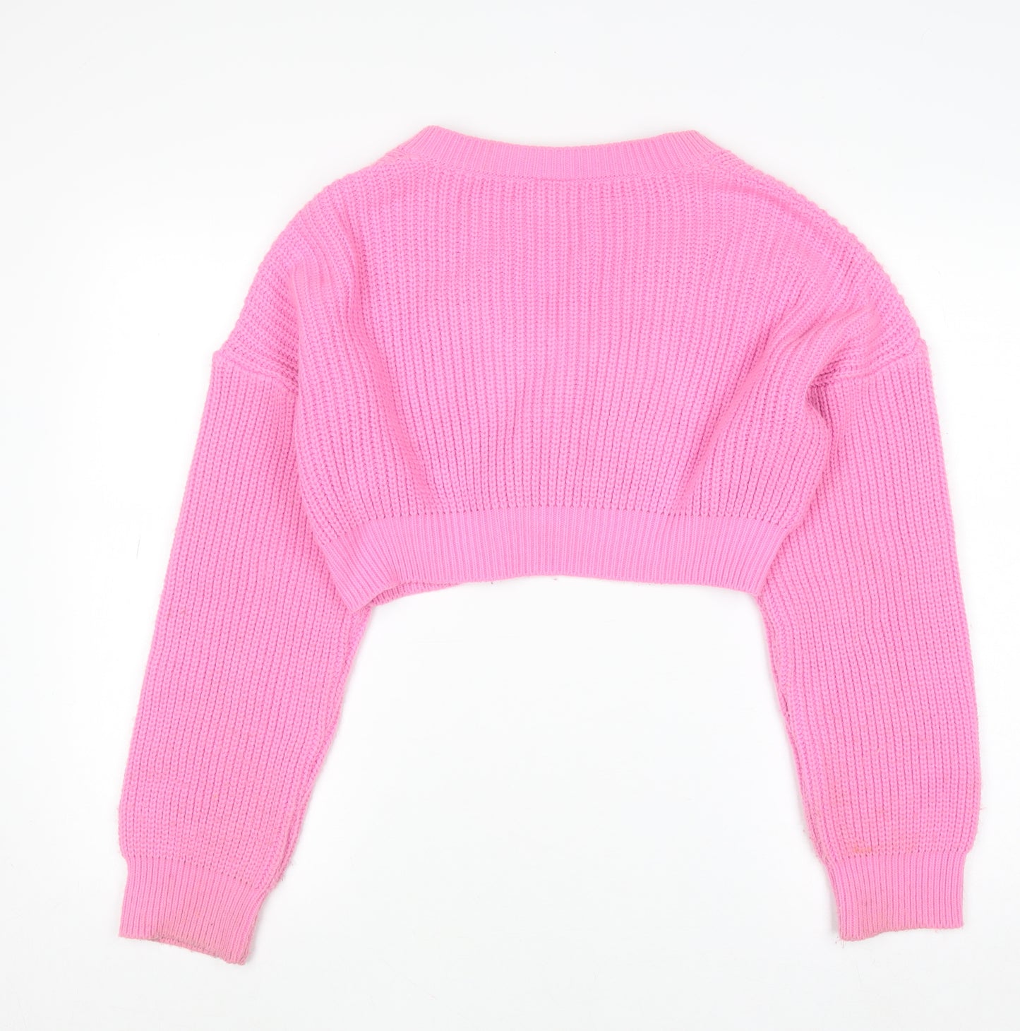 Urban Outfitters Womens Pink Chunky Knit Cropped Cardigan Size S