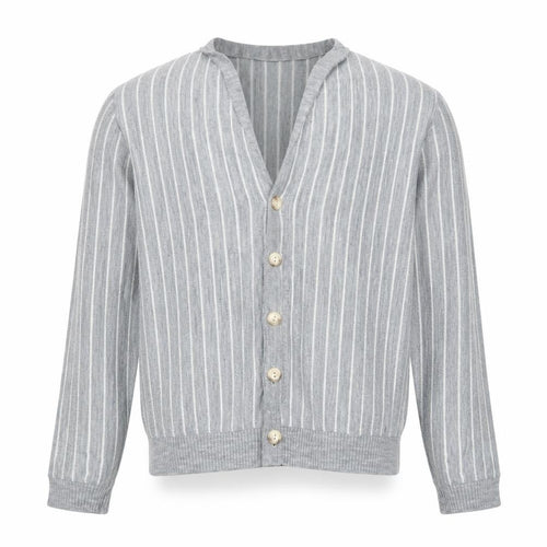 Topman Men’s Grey Striped Acrylic Cardigan Small V-Neck Knit