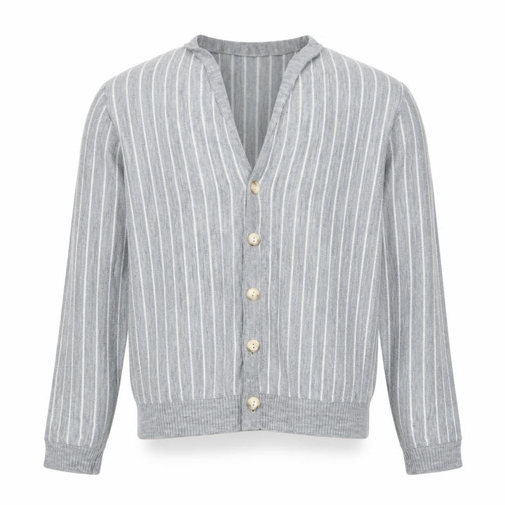 Topman Men’s Grey Striped Acrylic Cardigan Small V-Neck Knit